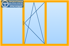 Трехстворчатое ламинированное окно в Краснодаре из профиля ПВХ недорого 